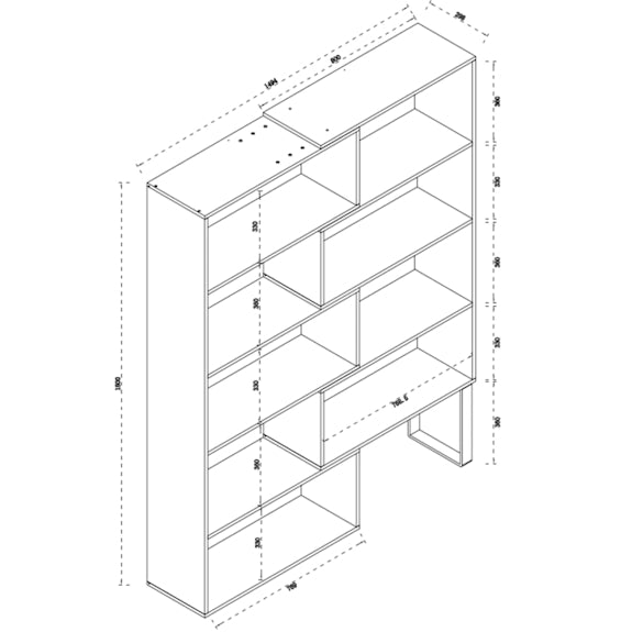 Accord Multi-Shelf Bookcase - Light Oak/White