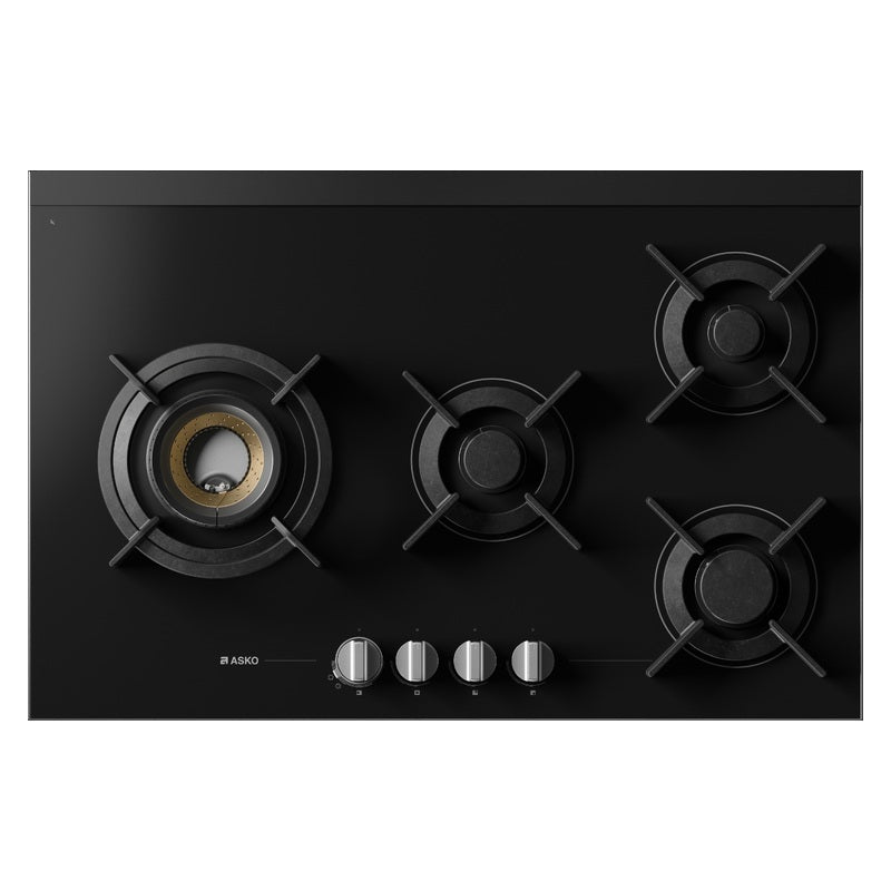 ASKO 80cm Gas on Glass Ceramic Cooktop - Black
