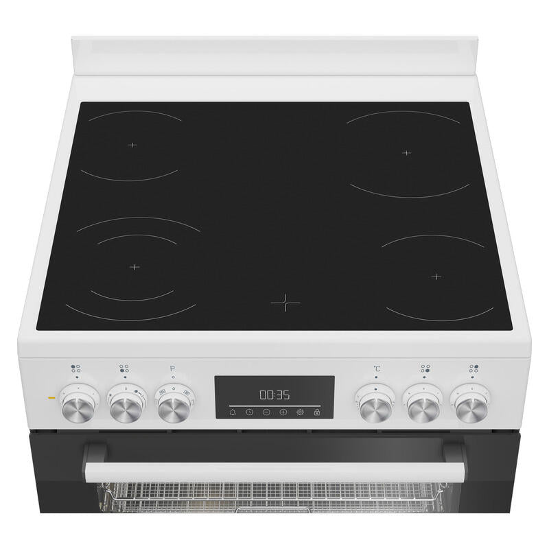 BEKO ELECTRIC UPRIGHT COOKER WITH CERAMIC COOKTOP - WHITE 60cm