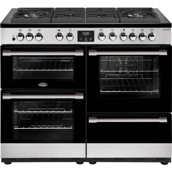 BELLING COOKCENTRE GAS THROUGH GLASS ELECTRIC OVEN S/S UPRIGHT 110CM