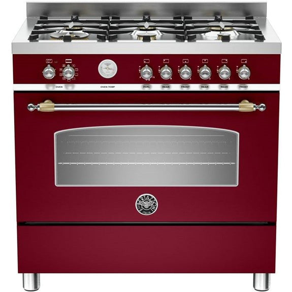 Bertazzoni Heritage Series 90cm Dual Fuel Cooker - Burgundy