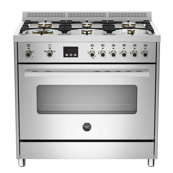Bertazzoni 90cm Professional Series 6-Burner Dual Fuel Cooker - Stainless Steel