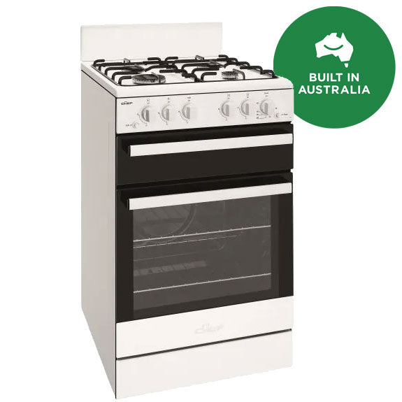 Chef 54cm Gas Upright Cooker - White