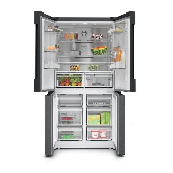 BOSCH SERIES 6 FRENCH DOOR FRIDGE-FREEZER BLACK STAINLESS STEEL 605L