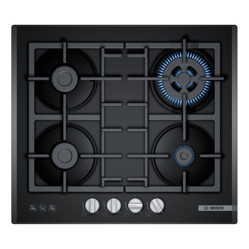 BOSCH SERIES 4 GAS COOKTOP BLACK TEMPERED GLASS 60cm