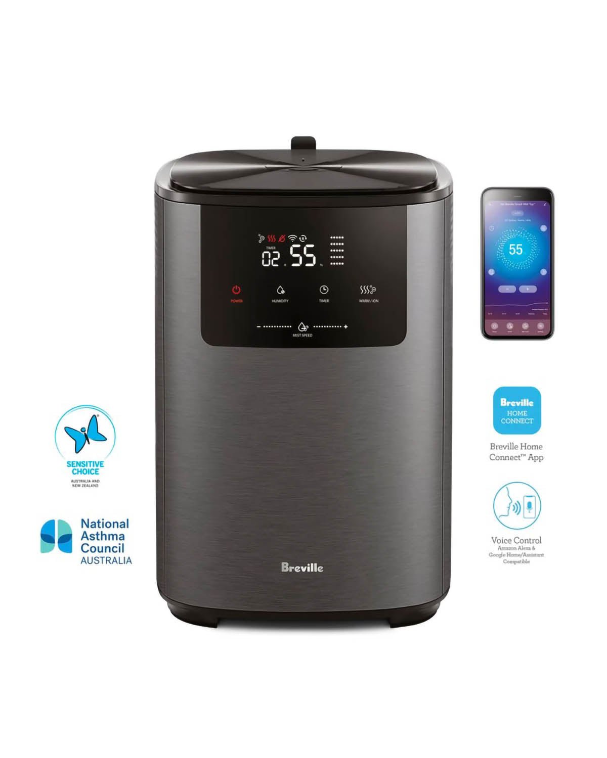 Breville The Smart Mist Top Connect Humidifier - Graphite