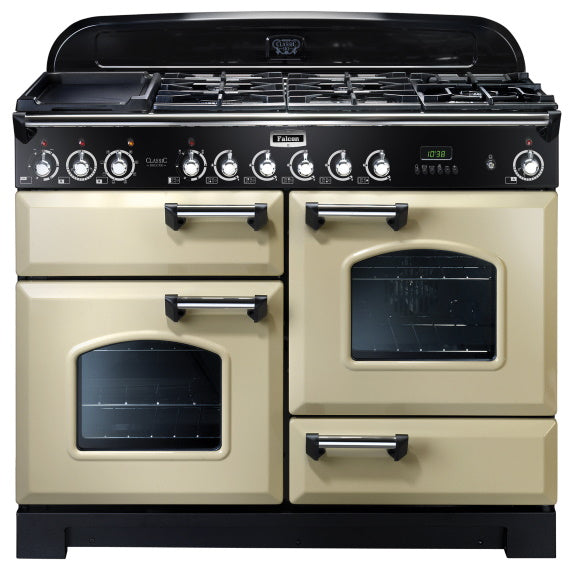 Falcon Classic Deluxe 110cm Dual Fuel Cooker - Cream & Chrome