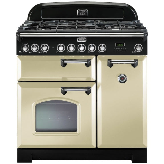 Falcon Classic Deluxe 90cm Dual Fuel Cooker - Cream & Chrome