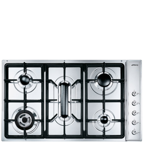 SMEG 5 BURNER GAS COOKTOP S STEEL 90 CM