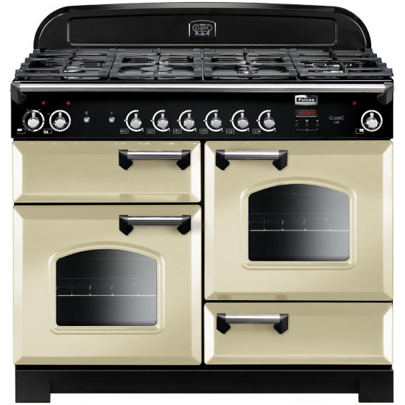Falcon Classic 110cm Dual Fuel Freestanding Cooker - Cream & Chrome