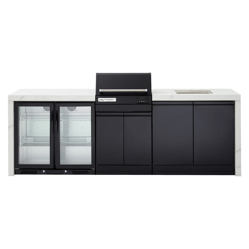Crossray eXtreme Electric Outdoor Kitchen with 2 Door Fridge and Sink - White