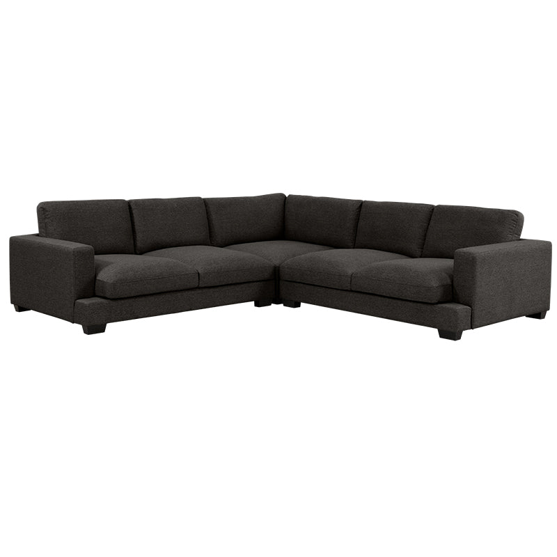 Daria 5 Seater Corner Fabric Lounge with Ottoman - Dark Grey
