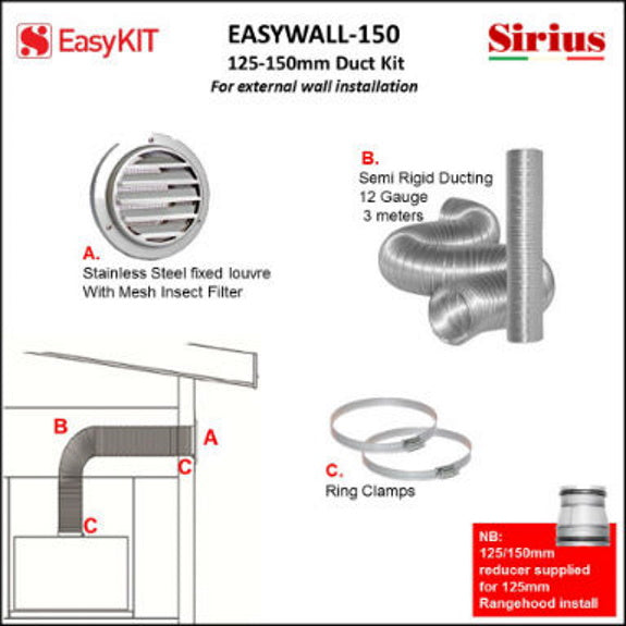 SIRIUS EXTERNAL WALL VENT KIT 125-150MM (SLV-150)