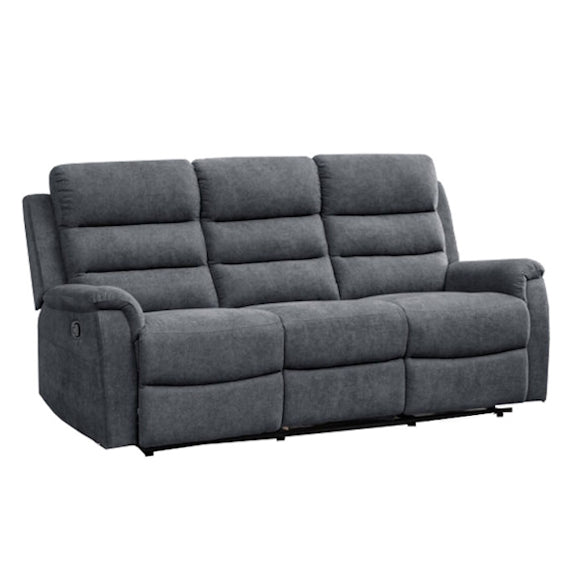 Edison 3+1+1 Fabric Recliner Lounge Suite - Charcoal