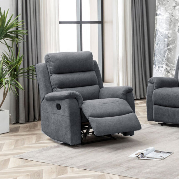 Edison 3+1+1 Fabric Recliner Lounge Suite - Charcoal