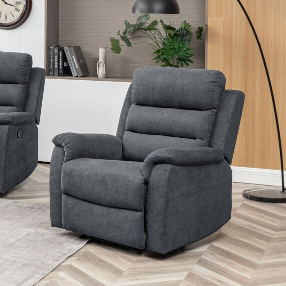 Edison 3+1+1 Fabric Recliner Lounge Suite - Charcoal