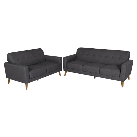 Elmo 2+3 Seater Fabric Sofa Pair - Steel