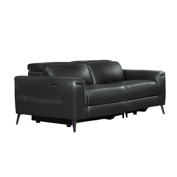 Eva 2 Seater Electric Leather Recliner Sofa - Black