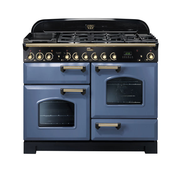 Falcon Classic Deluxe 110cm 5 Burner Dual Fuel Range Cooker - Blue Stone & Brass