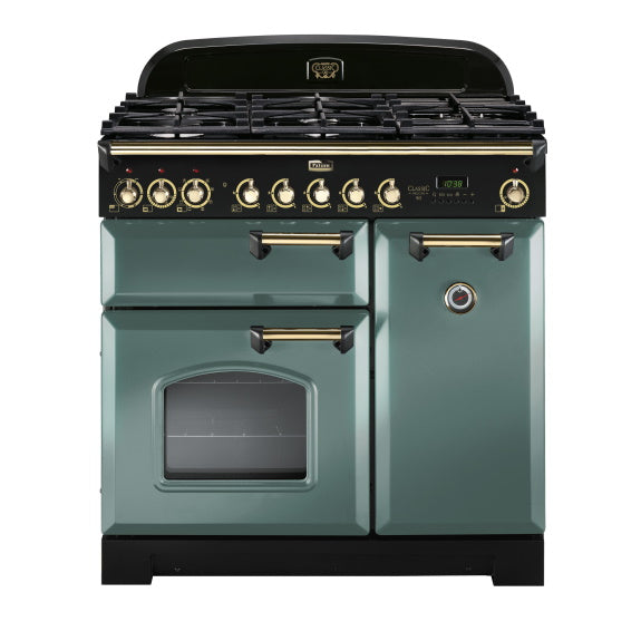 Falcon Classic Deluxe 90cm 5 Burner Dual Fuel Range Cooker - Mineral Grass & Brass