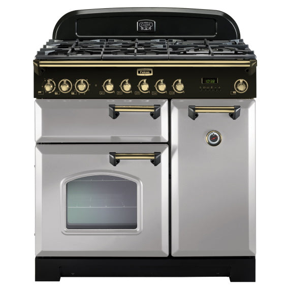 Falcon Classic Deluxe 90cm Dual Fuel Cooker - Royal Pearl and Brass