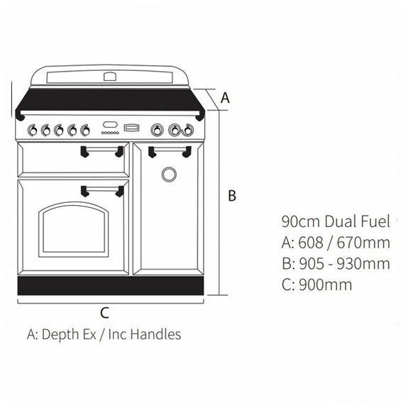 Falcon Classic Deluxe 90cm Dual Fuel Cooker - Slate and Brass