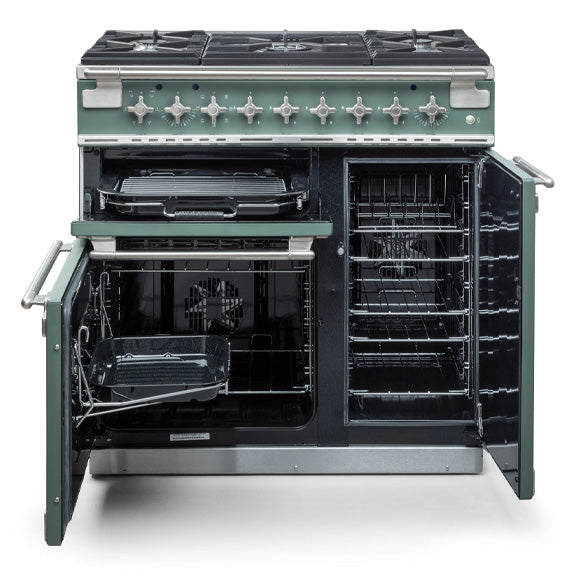 Falcon Elise 90cm Dual Fuel Cooker - Mineral Green & Chrome