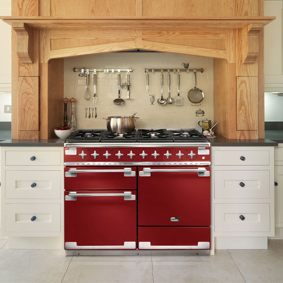 Falcon Elise 90cm 5 Burner Dual Fuel Cooker - Red and Nickel