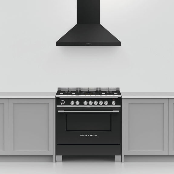 Fisher & Paykel 90cm 5 Burner Dual Fuel Freestanding Cooker - Black