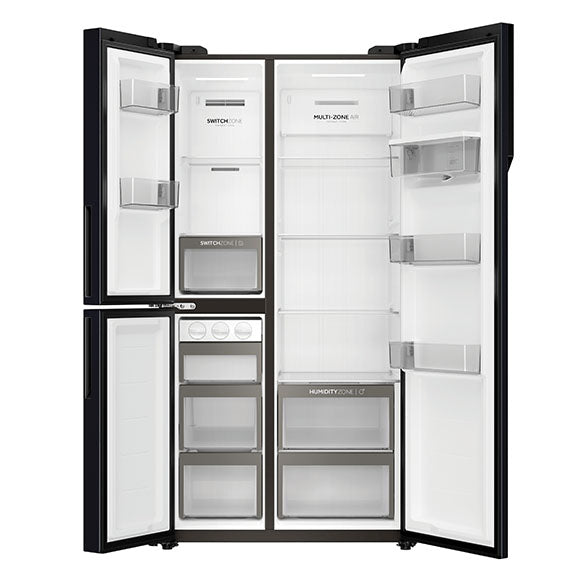 Haier 574 Litre S+ 3 Door Refrigerator Freezer with Water Dispenser - Black