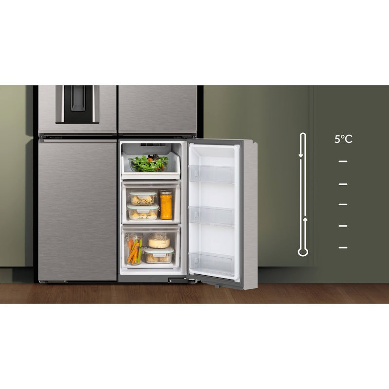 Haier 601L Quad Door Refrigerator Plumbed Ice & water