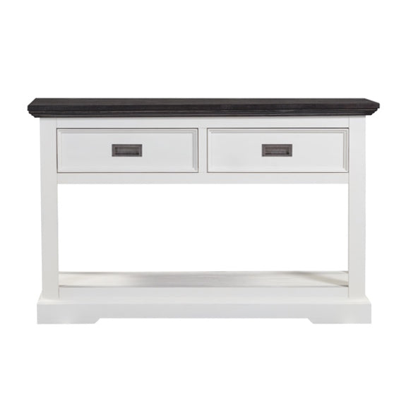 Hampton 2 Drawer Timber Hall Table - White/Charcoal