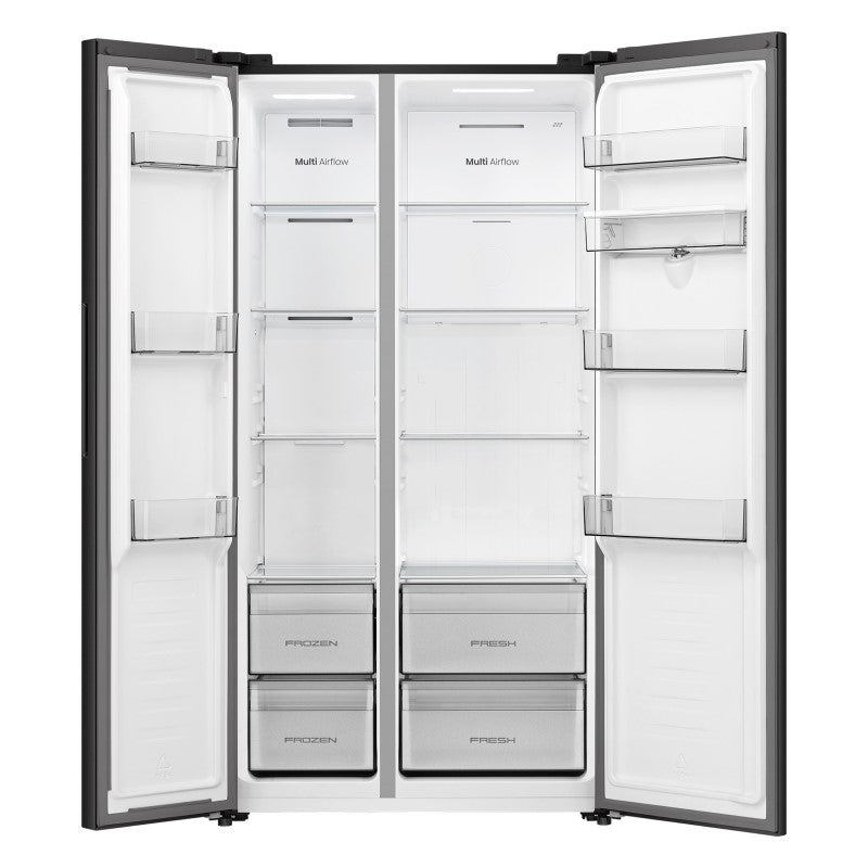 Hisense 541L PureFlat Side-by-Side Fridge with Water Dispenser - Black