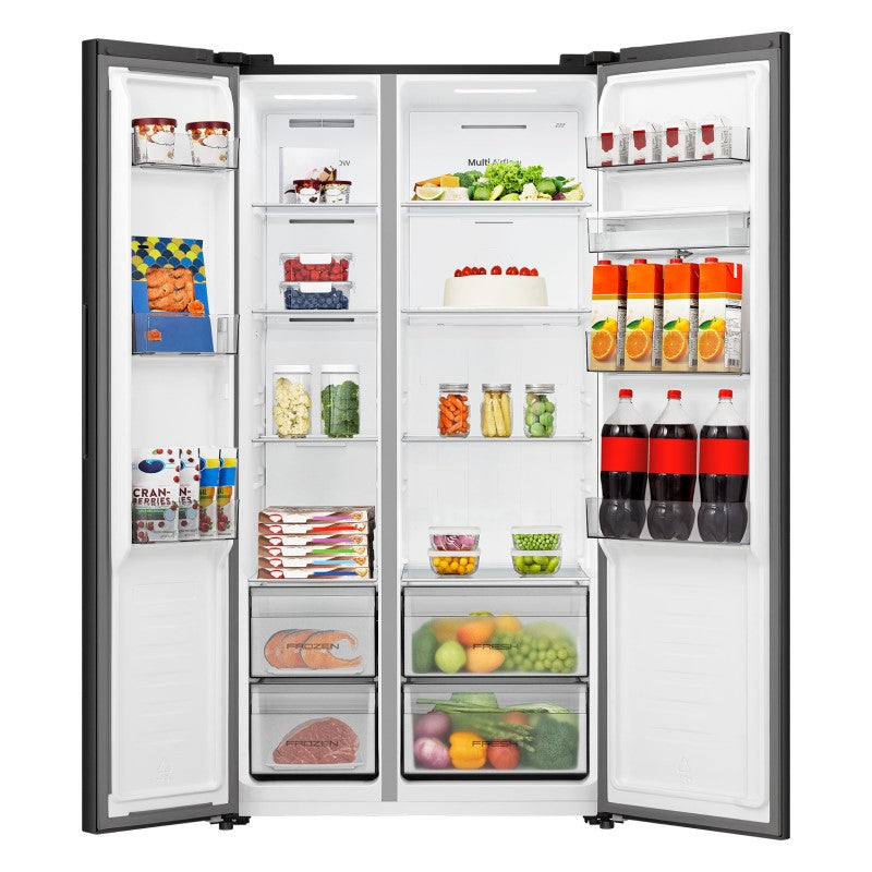 Hisense 541L PureFlat Side-by-Side Fridge with Water Dispenser - Black