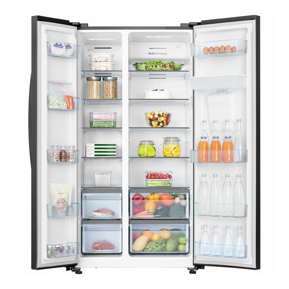 Hisense 578 Litre Side by Side Refrigerator - Black Steel