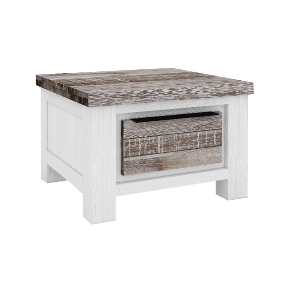 Homestead Single Drawer Lamp Table - White/Wood
