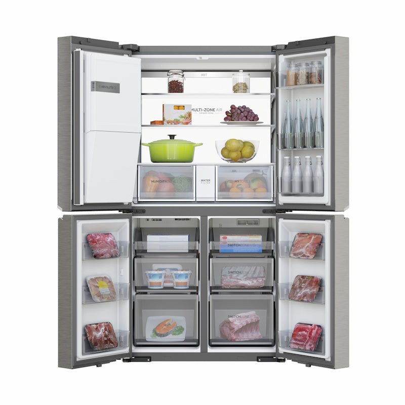 Haier 601L Quad Door Refrigerator Plumbed Ice & water