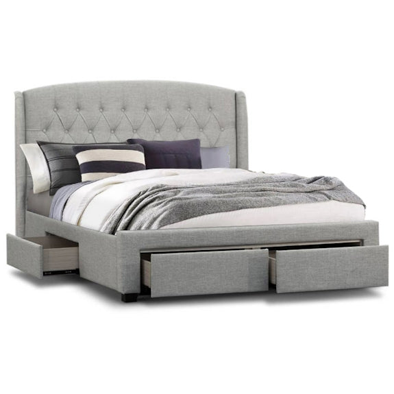 Kingston King Upholstered Storage Bed - Stone