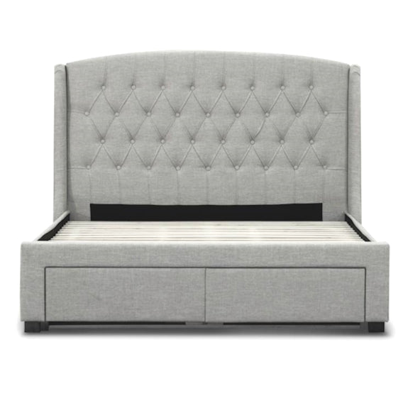 Kingston King Upholstered Storage Bed - Stone