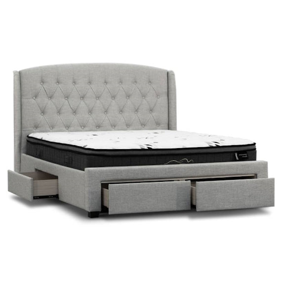 Kingston King Upholstered Storage Bed - Stone