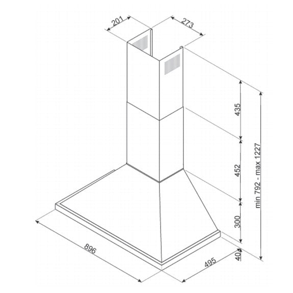 Smeg Portofino 90cm Wall Mounted Rangehood - Anthracite