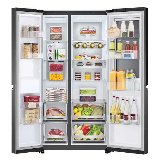 LG 655 Litre Side By Side Refrigerator with Instaview - Matte Black