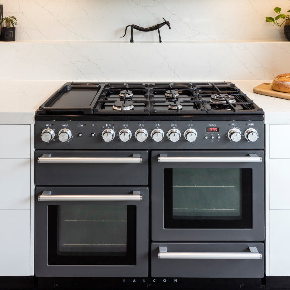 Falcon Nexus 110cm 6 Burner Dual Fuel Cooker - Slate & Chrome