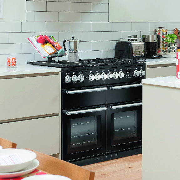 Falcon Nexus SE 110cm 5 Burner Dual Fuel Cooker - Black & Chrome