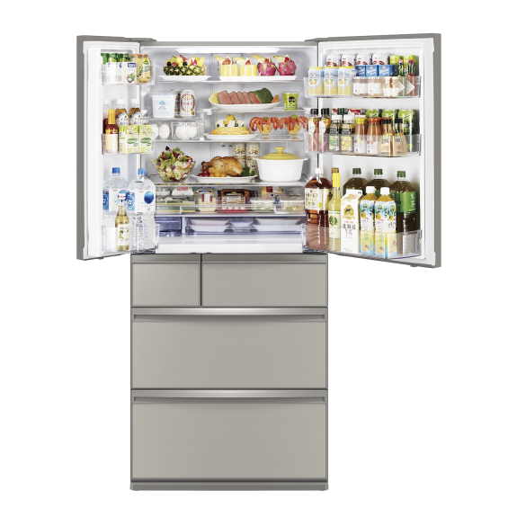 Mistubishi Electric 700 Litre Multi-Drawer Glass Refrigerator - Argent Silver
