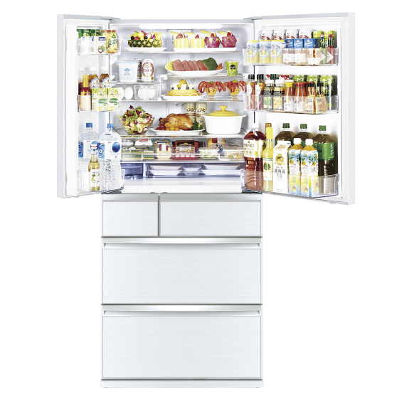 Mistubishi Electric 700 Litre Multi-Drawer Glass Refrigerator - White