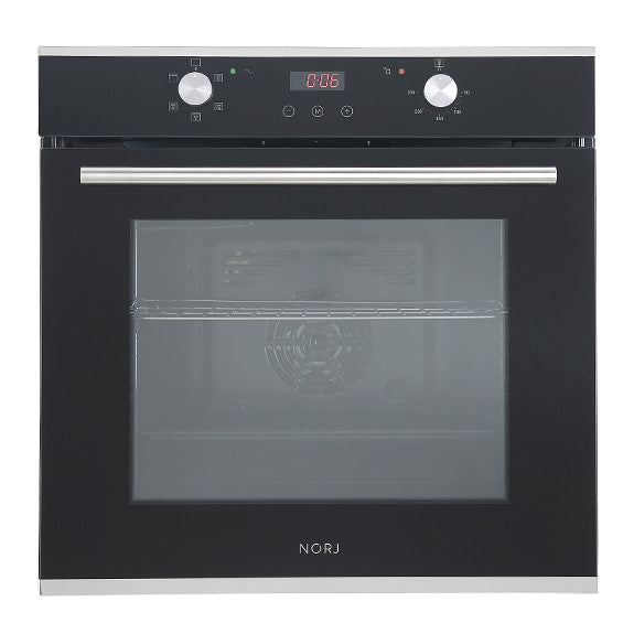 NORJ 60cm Oven - Black Glass/Stainless Steel