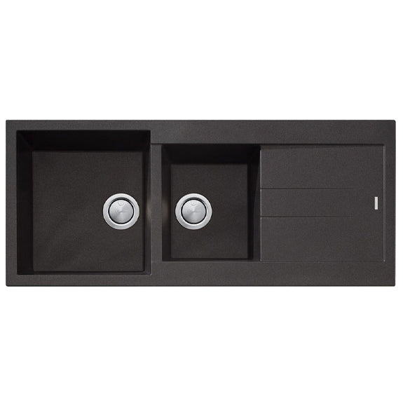 Oliveri Santorini 1 & 3/4 Bowl Top Mount Sink - Black
