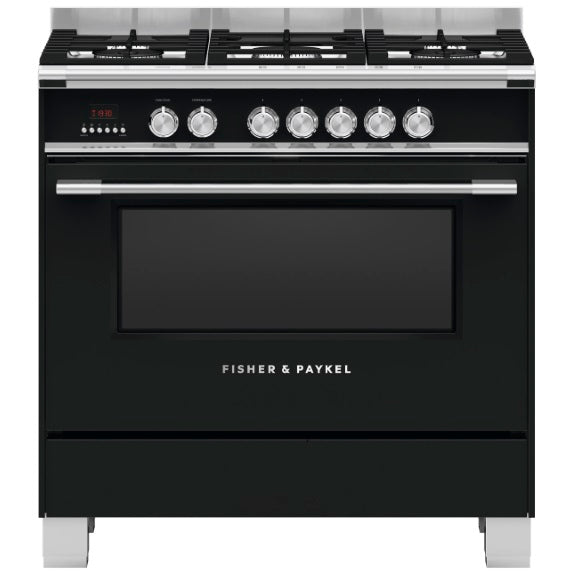 Fisher & Paykel 90cm Dual Fuel Freestanding Cooker - Black