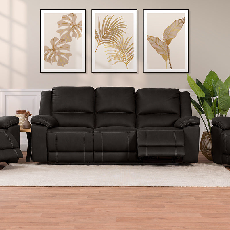 Oregon 3 Seater Fabric Recliner - Jet